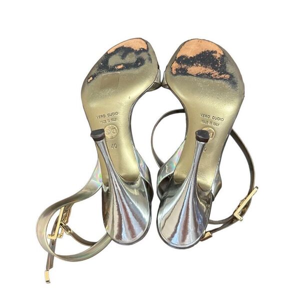 Dolce & Gabbana Iridescent Silver Ankle Strap Sandal Heels size 40 - Picture 8 of 9